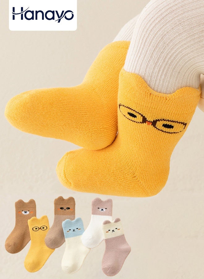 Hanayo 6 Pairs Kids Socks Girls and Boys Cotton Socks Comfortable Unisex Socks for Newborn Infant Toddlers Perfect for All Seasons(Multicolour) - Image 1